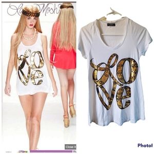 NWOT Lauren Moshi LOVE Silk Blend tee shirt